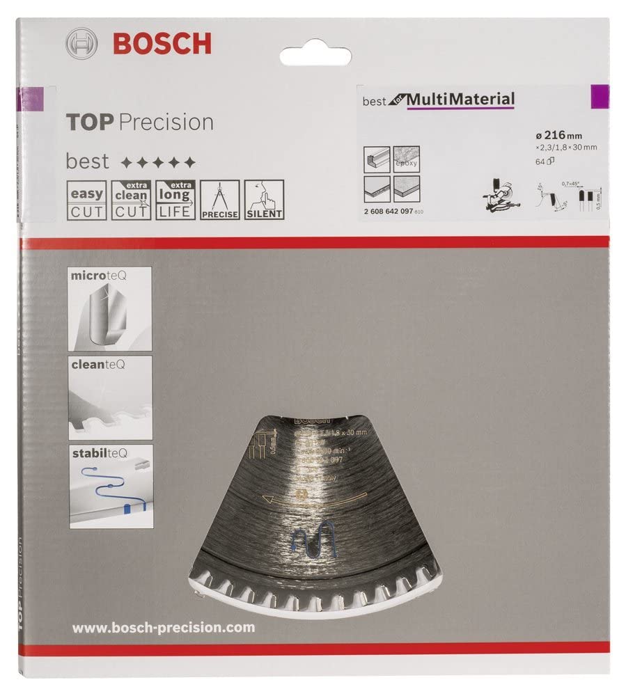 Bosch Hoja de sierra circular Top Precision Best for Multi Material 216 x 30 x 2,3 mm 64
