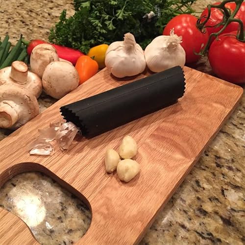 Maxracy 2 Set Peeler Silicone Easy Roll Tube Useful Garlic Odorfree Kitchen Tool (Red,Black)