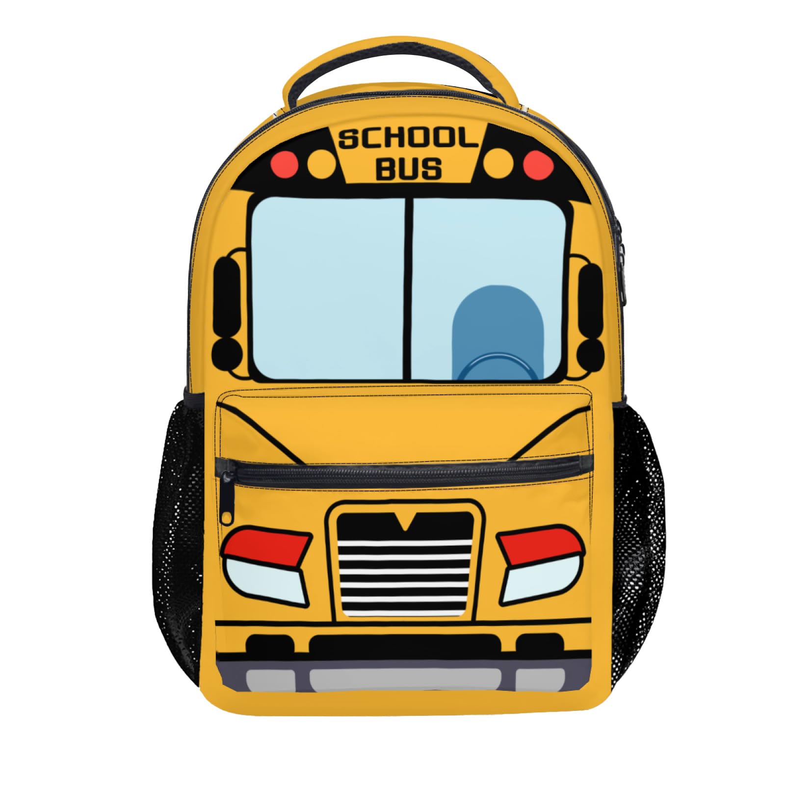 TIANXIADIYI School Bus Backpack Cartoon Fun and Functional Backpack for School Work and Travel 17 Inch (yellow)