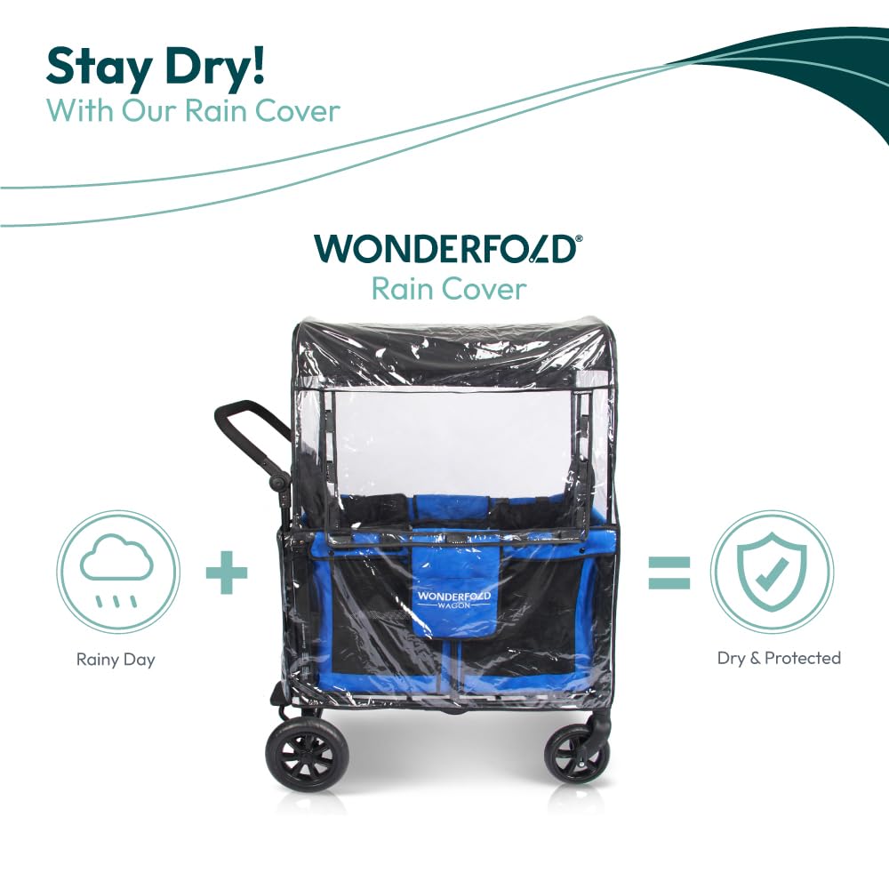 WONDERFOLD Regenschutz für Kinderwagen aus leichtem, transparentem Blatt mit kleinen Belüftungslöchern und Klettverschluss für einfachen Zugang (W2 OG)