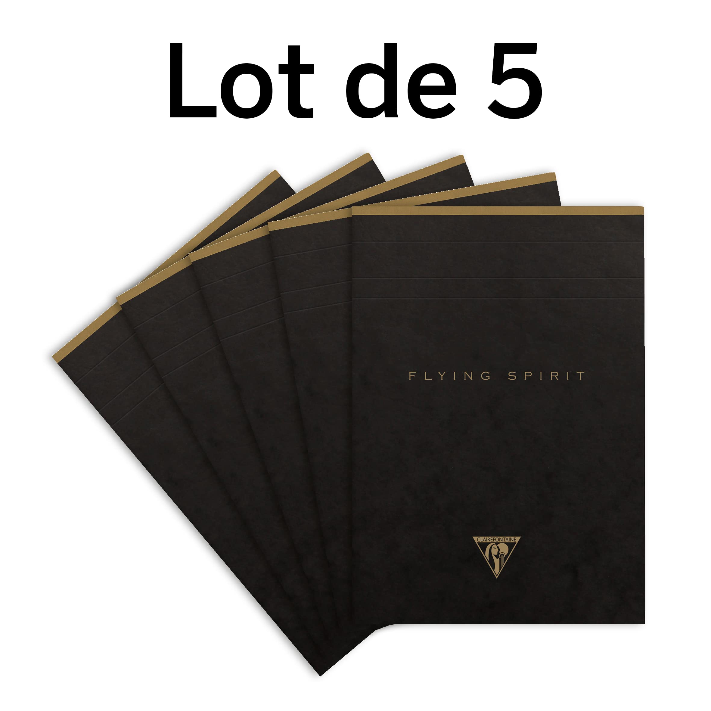 Clairefontaine 102636C - Lot 5 Blocs Encollés Flying Spirit Noir A5 140p