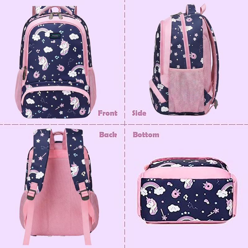 Image of Frantic Waterproof Polyester 35 L School Backpack With Pencil /Staionery Pouch School Bag Class 1 to 8 Daypack Picnic Bag For School Going Boys & Girls(RR Blue Music Unicorn B)