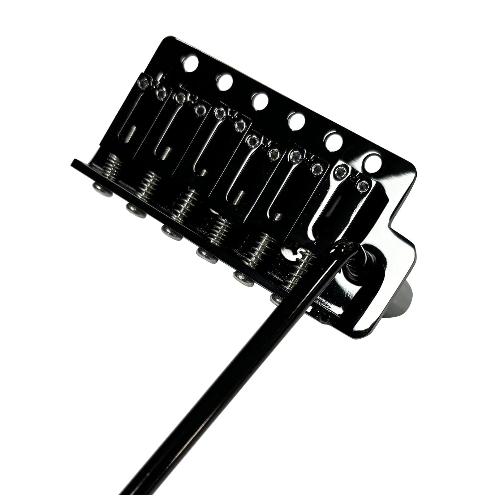 OVSAL 10.5mm Electric Guitar Bridge 6 Point tremolo bridge Zinc Alloy Block Saddles Stainless Steel Plate Compatible with Stratocaster Start Guitar Replacement Parts (Glossy Black)