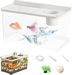 Kleines Aquarium Mit 3 Farben Beleuchtung,Dekoratives Fischbecken | Aquarium Für Hydrokultur Tisch Arbeitsplatz Wohnzimmer Schlafzimmer