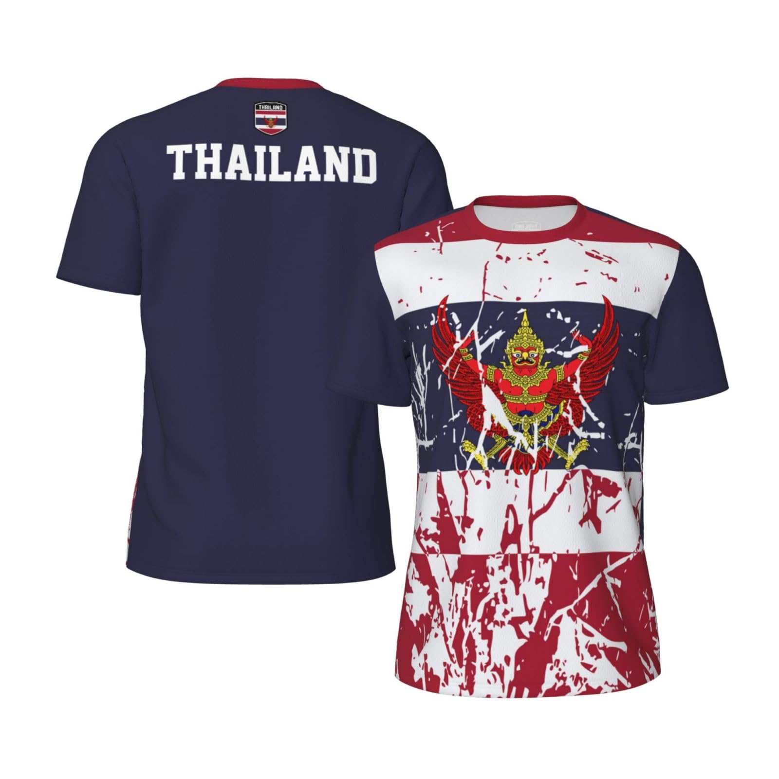 Thailand Flag Grain Team Mesh T-Shirt Jerseys for Running Cycling Soccer Fans Tennis Fitness Sports