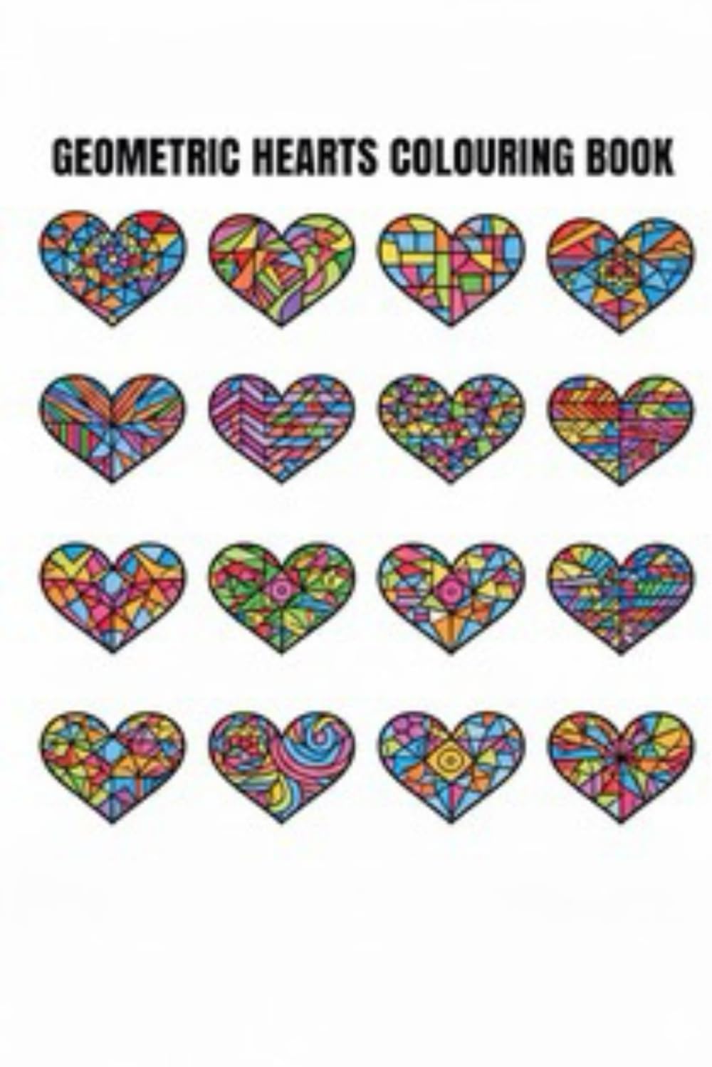 Geometric Hearts Colouring Book