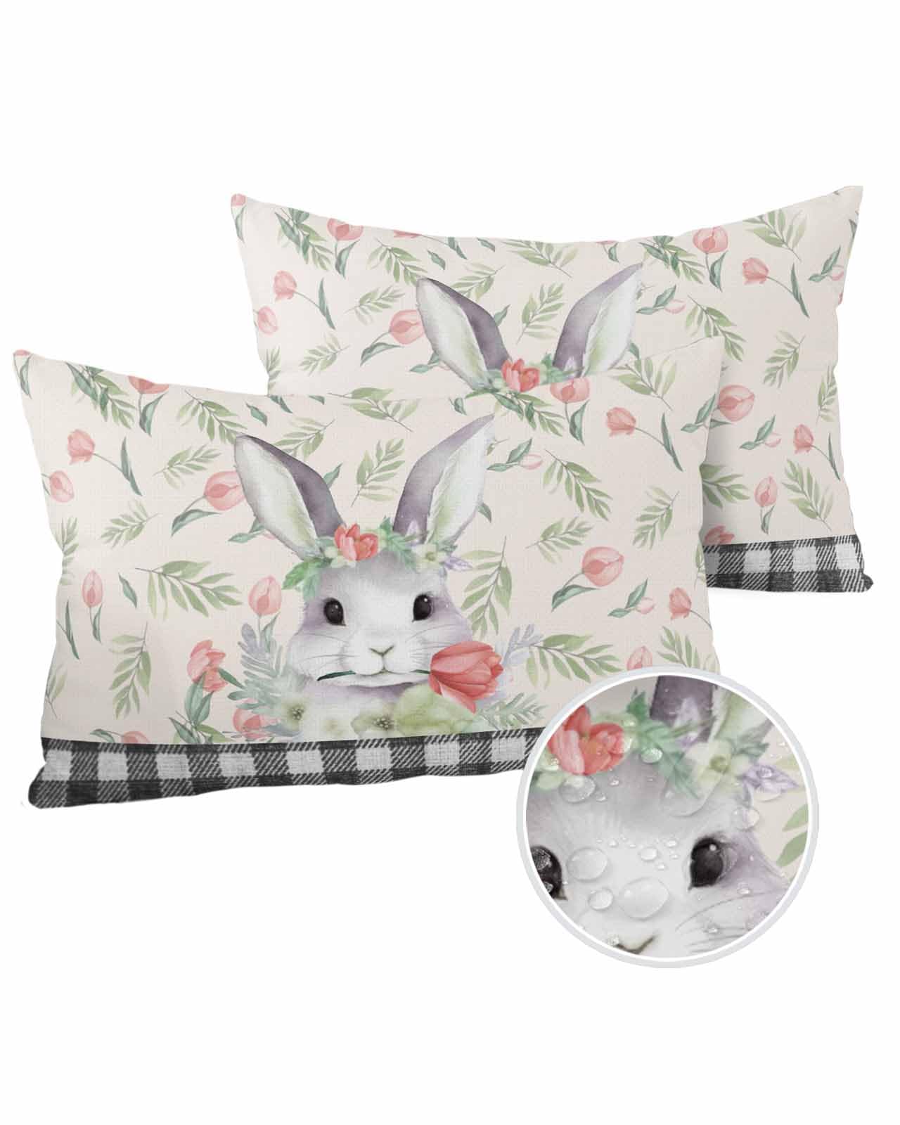 LEOKOTI Easter Bunny Outdoor Pillow Covers 20