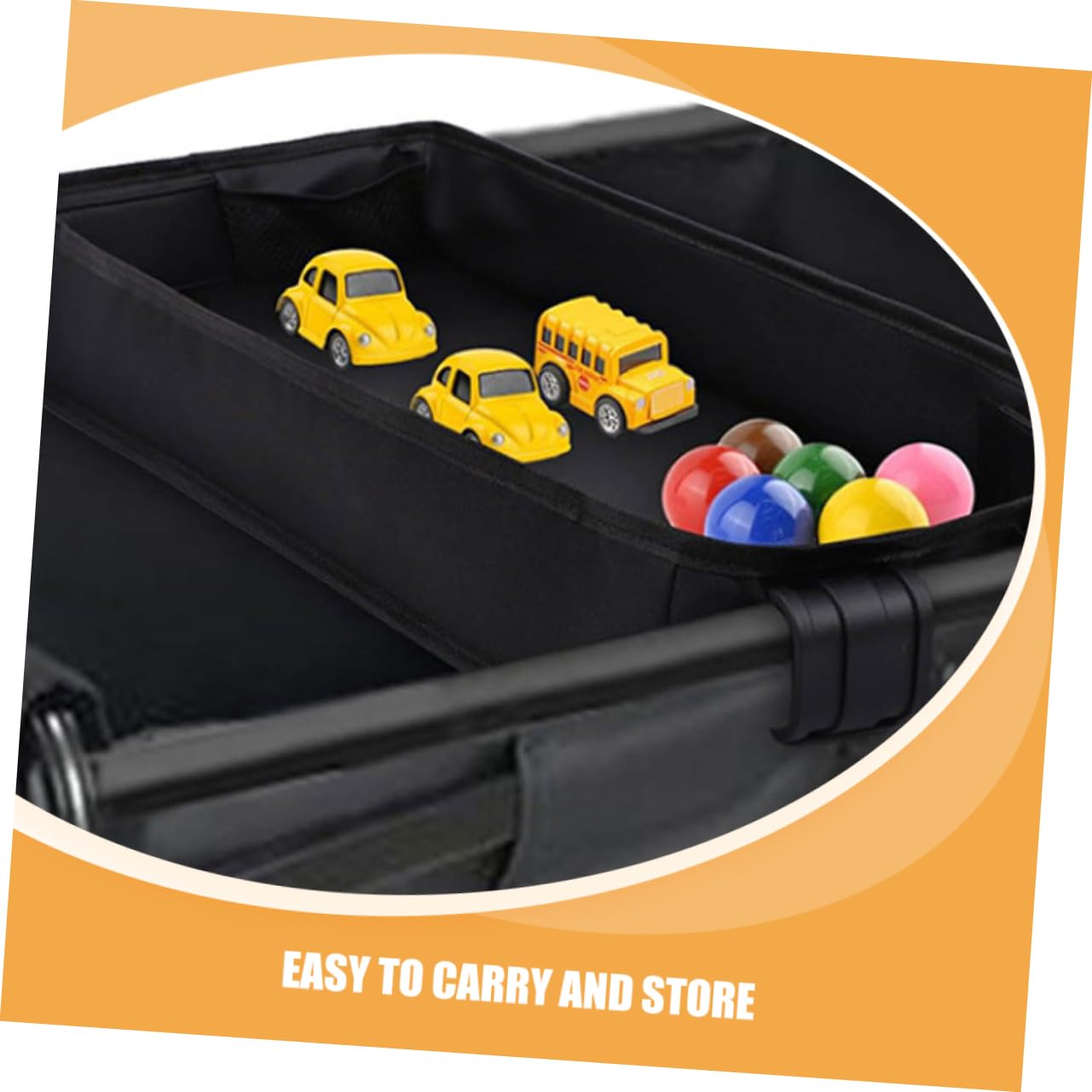Plateau à Goûter pour Poussette, Accessoire Noir en Toile, Clipsable