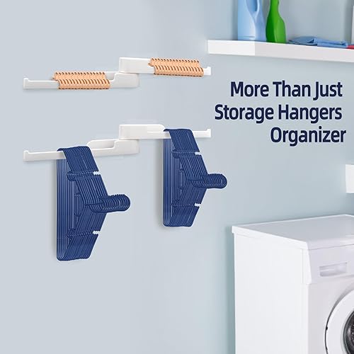 Miniatura 3 de Organizador de perchas, estante de almacenamiento para lavadora, apilador de montaje en pared para armario, lavandería, ahorro de espacio para