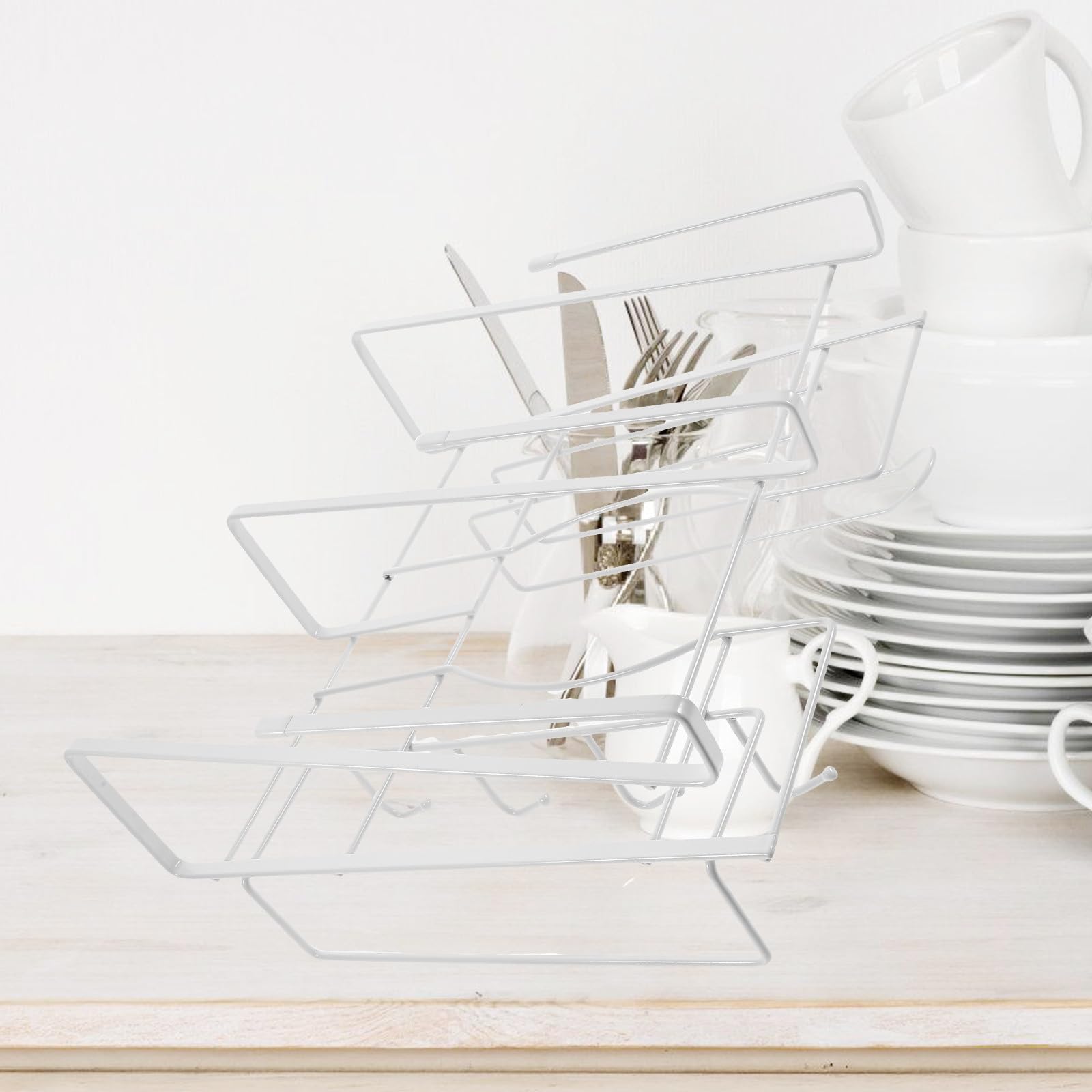 TOYANDONA Ganchos para Colgar Cocina, Percha para Utensilios de Cocina de Hierro Blanco, para Debajo del Estante, para Tazas de Café y Utensilios, Hogar