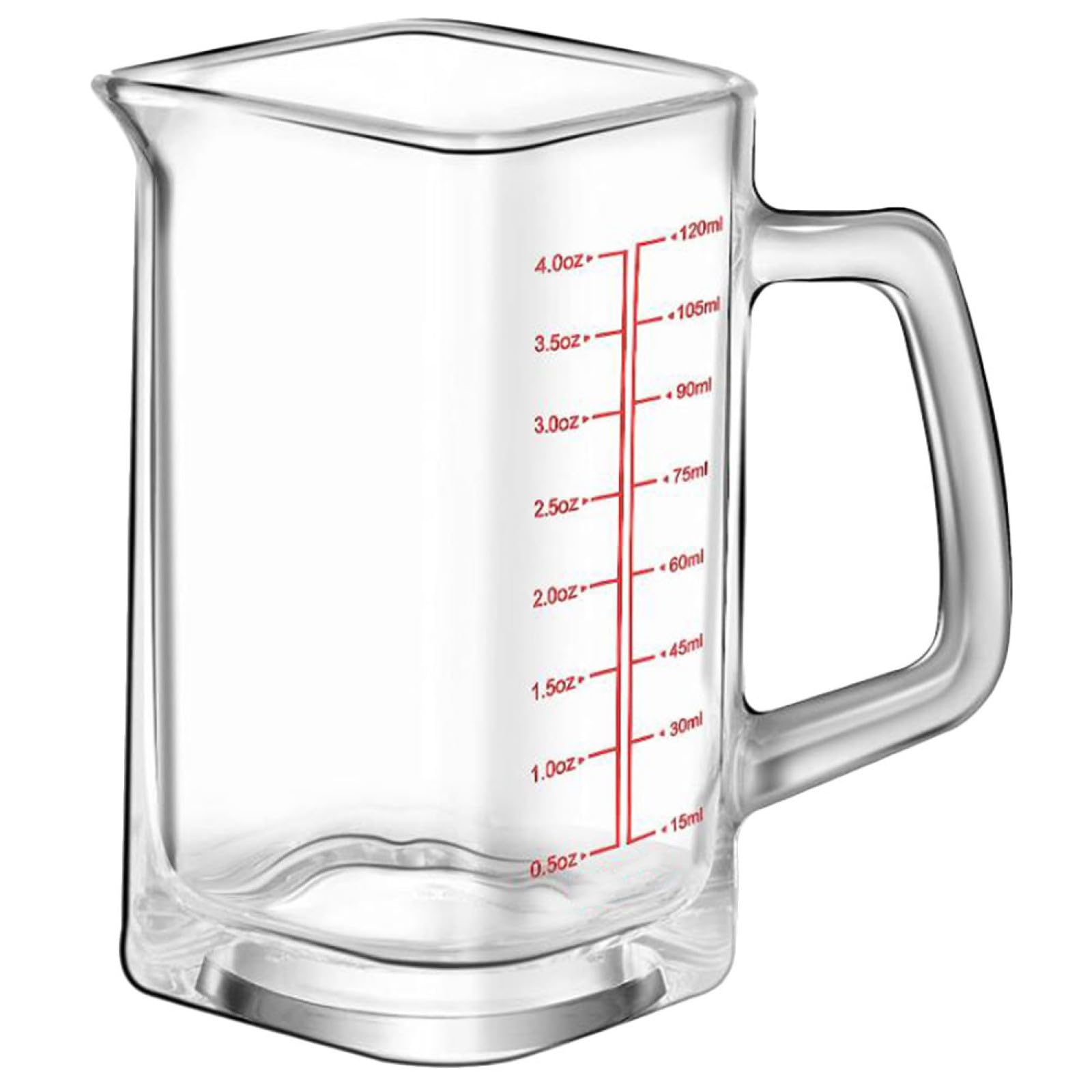TOPBATHY 4 Piezas Vaso de medida cuadrado de 120 ml con mango de vidrio de jarra de agua dispensador de bebidas con grifo vasos cafe coffee cup jarra de medición