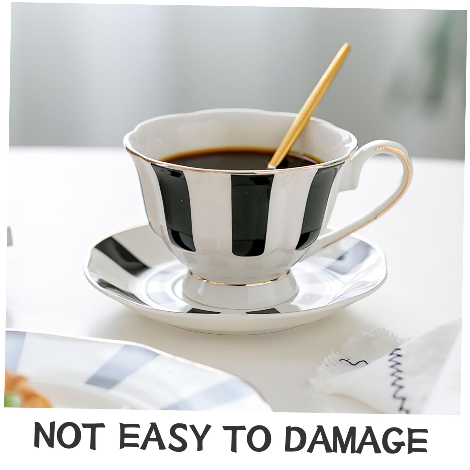 Tasse à Café Soucoupe à Pois, Lot de 1 Set de Set, Céramique Noire