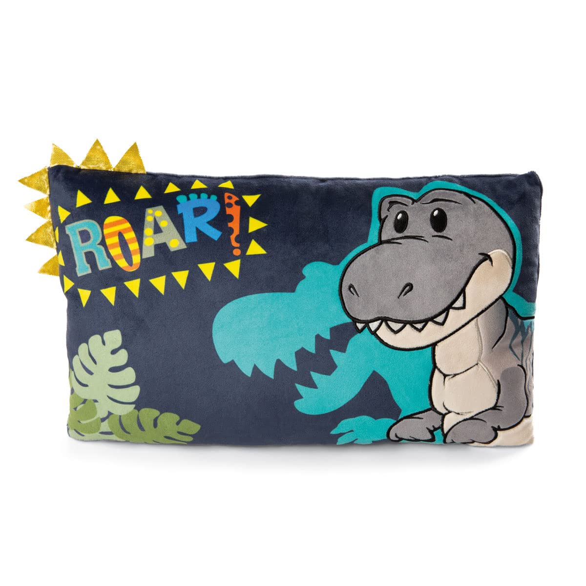 NICI Poduszka dinozaur Tony-Rex 43×25 cm niebieska – prostokątna miękka poduszka z motywem dinozaura, idealny prezent | 48819