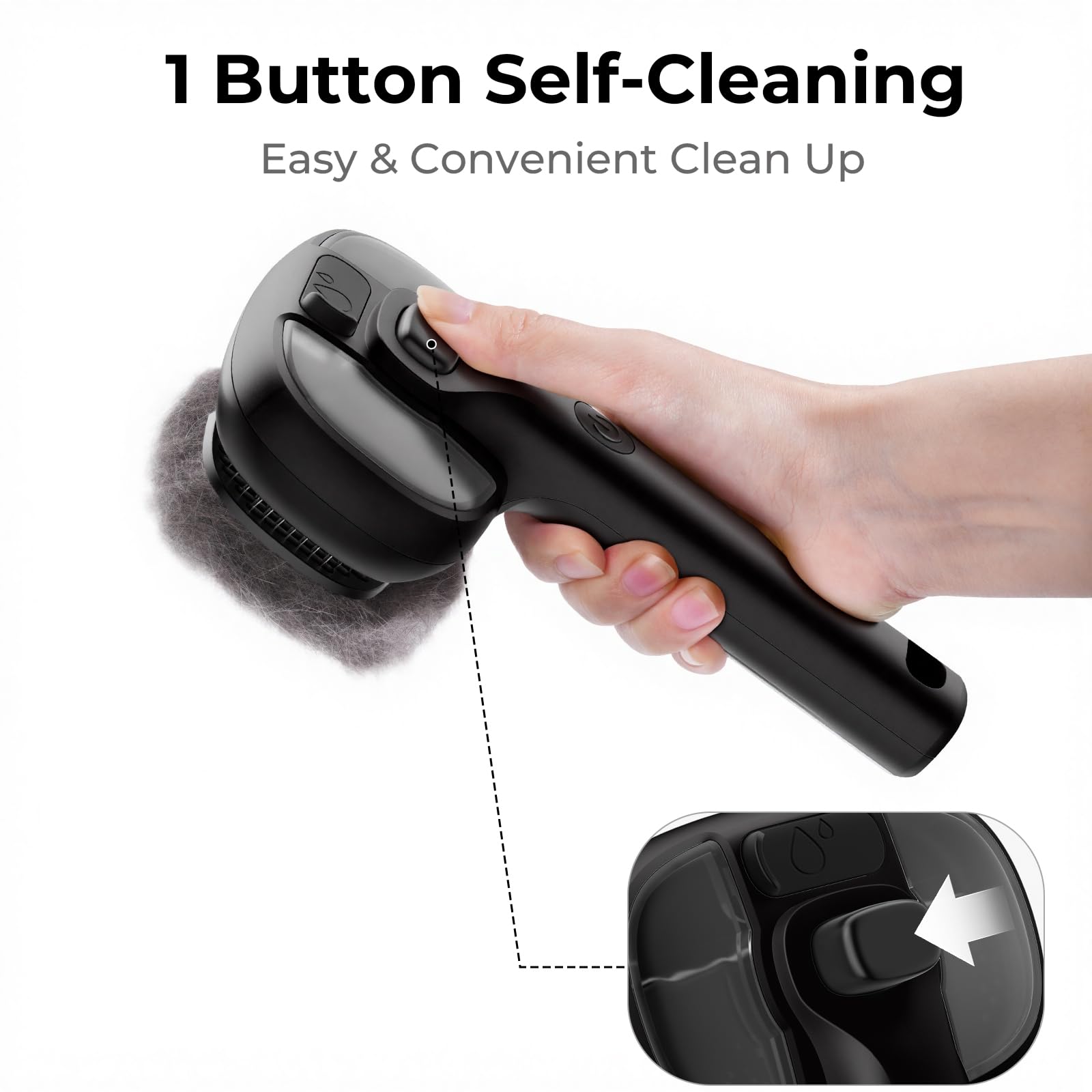 pecute Spazzola a Vapore per Gatti, Spazzola a Vapore per Cani, Funzione Nebbia Densa e Nebbia Fine, Non Riscalda, Epilazione con un Clic, Peli Lunghi e Corti, Serbatoio dell'acqua Visibile,Nero