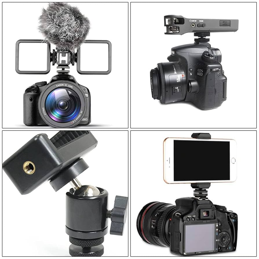 3 Adaptateurs Griffe Appareil Photo 1/4" - Support Triple Hot Shoe Pour Micro, LED Et Écran