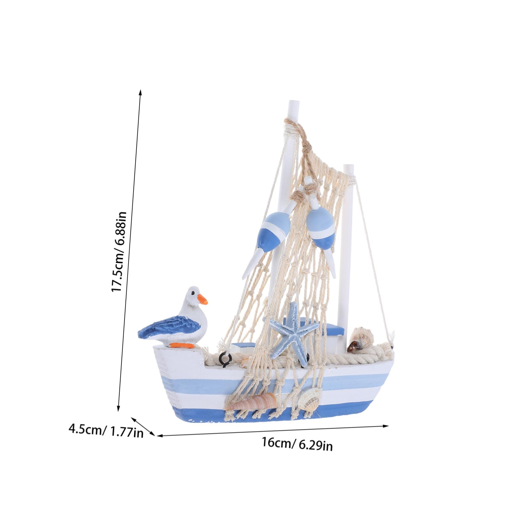 Healifty Mediterranean Sailboat Model Wooden Desktop Decoration with Seabird Design for Nautical Decor Office Tables and