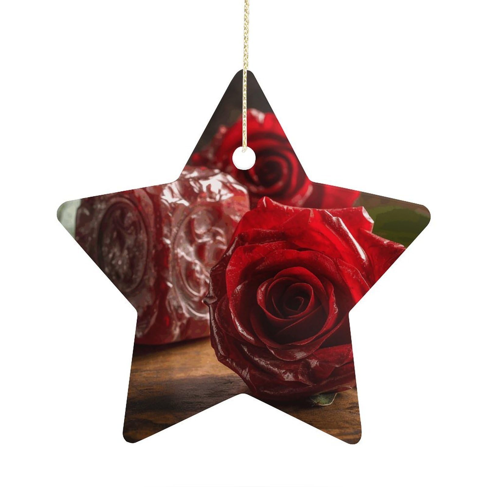 Fodpand Women's Style Flower Decorations Ornament With String, Keepsake Hanging Decorations,Ceramic Ornaments For Men Indoor Home Holiday Party Gifts