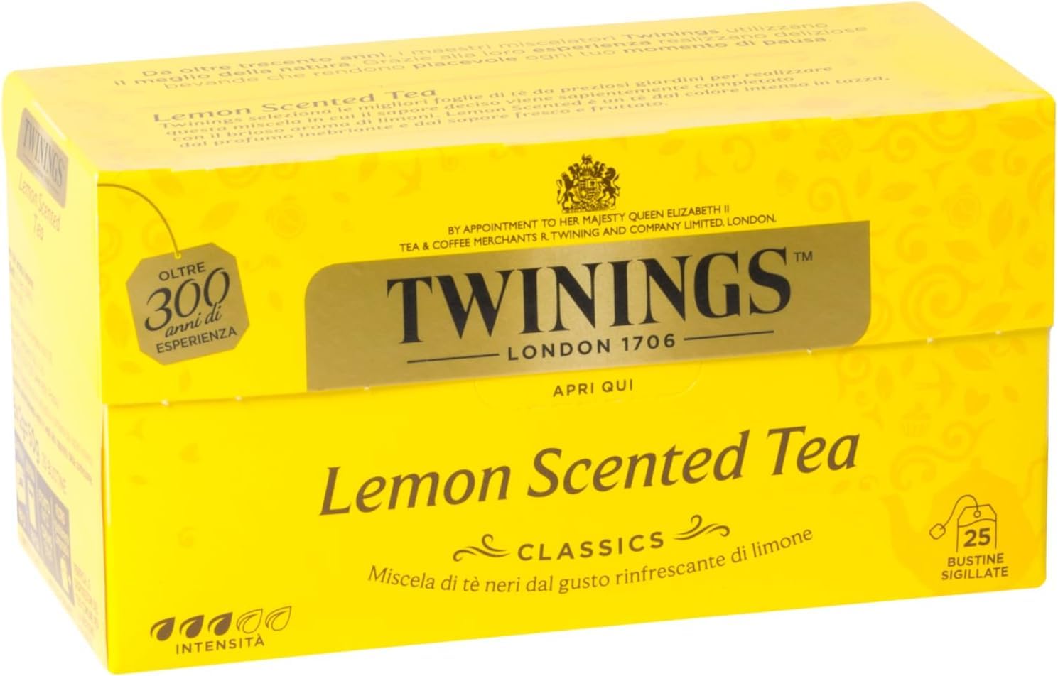 Italian Gourmet Schwarzer Tee Zitrone, 12er Pack 12 x 25 Teebeutel (50 g), Lemon Scented Tea, aromatisierter Schwarztee mit Zitronennote, einzeln verpackte Beutel + Italian Gourmet Polpa
