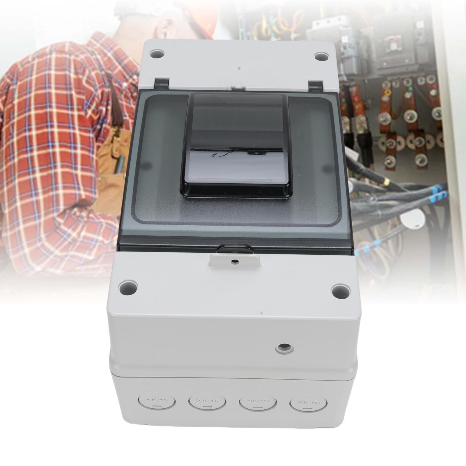 Dpofirs Scatola Interruttore Automatico CC con Grado IP66 Scatola di Distribuzione in Plastica Resistente Agli Urti per Interruttore Batteria Solare MCCB, Cablaggio Conveniente, Cantieri Edili, ABS,