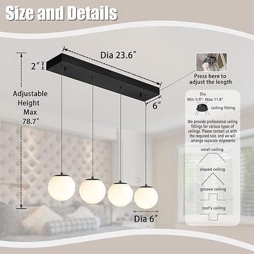 Miniatura 23 de Escalera LED de 10 luces LED moderna con globo de cristal, lámpara colgante grande para techos altos, accesorios de iluminación de entrada, villas y