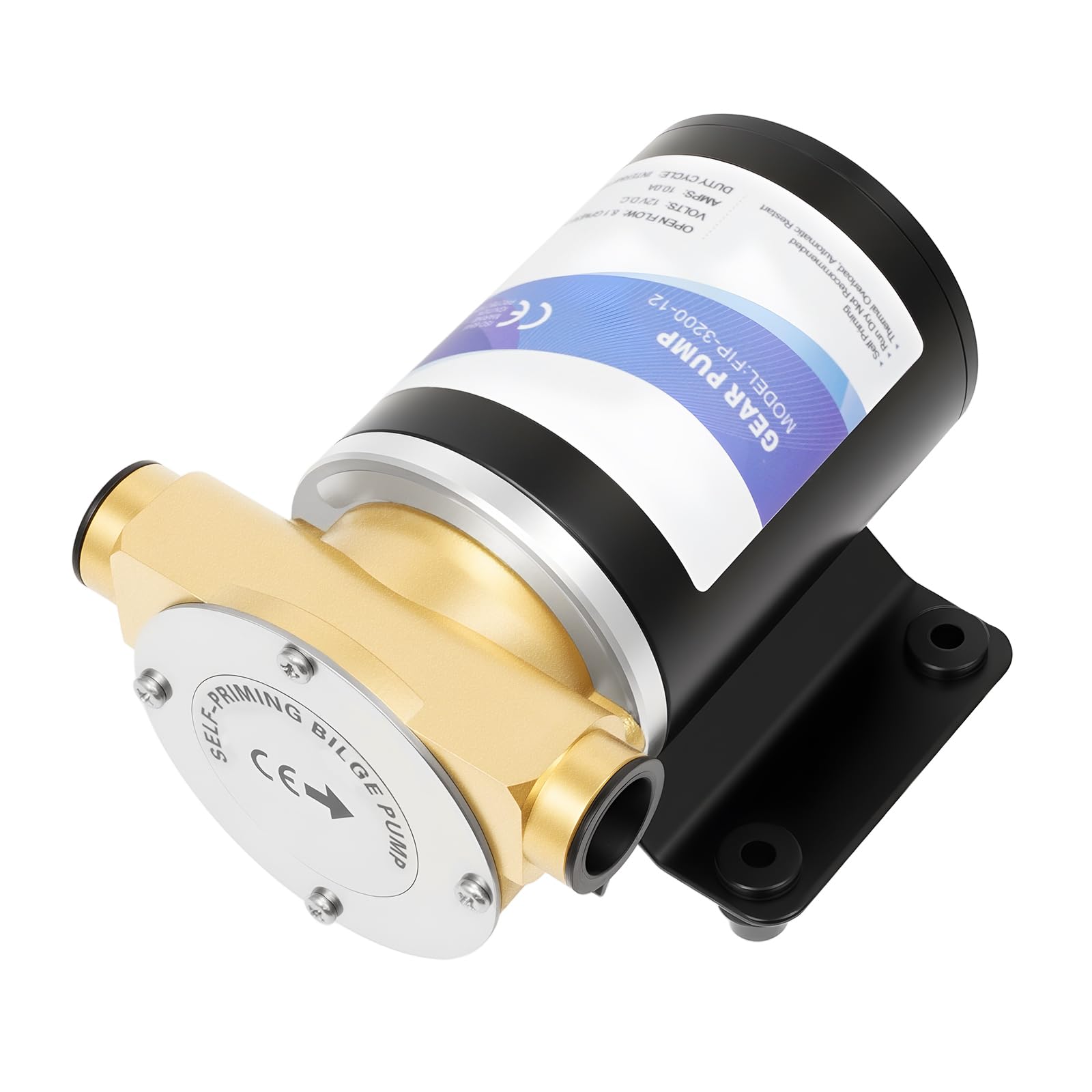 Pompa di sentina autoadescante, 12 V, 30 l/min, per barca e giardino | Pompa di lavaggio per ponti con motore in rame da 120 W, impermeabile IP68, silenziosa 50 dB e altezza di portata 3 m. Ideale