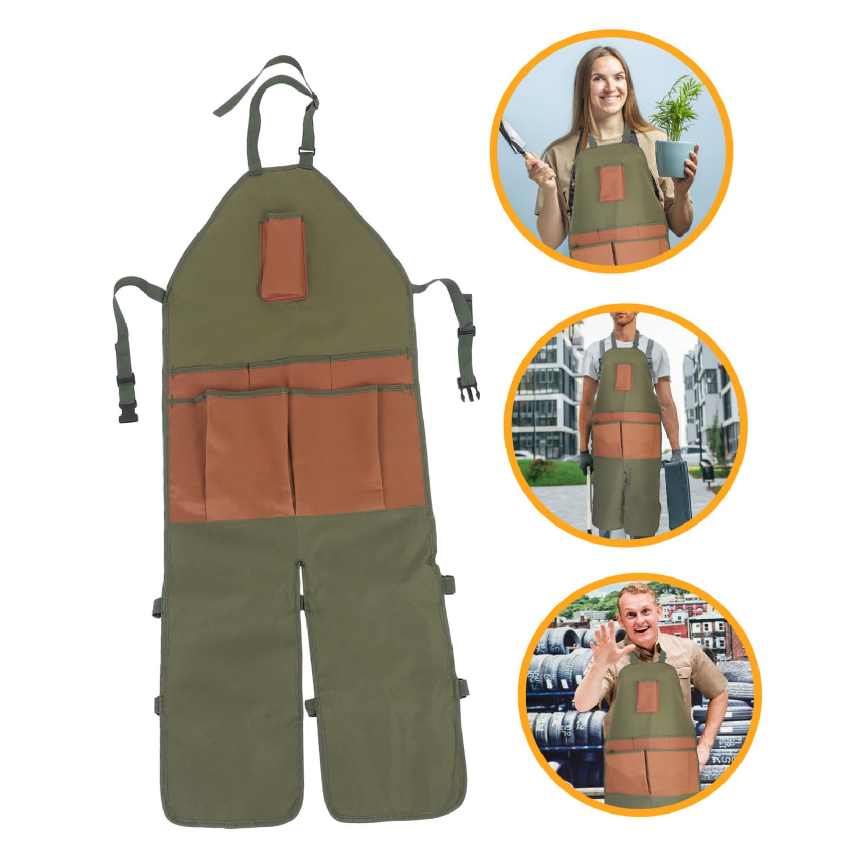 Alipis Gartenschürze Wasser Oxfordstoff aus verstellbare mit Multipocket Schutz Design und Beinschlitz vor Schmutz für Damen Herren für Gartenarbeit und Küchenschürze