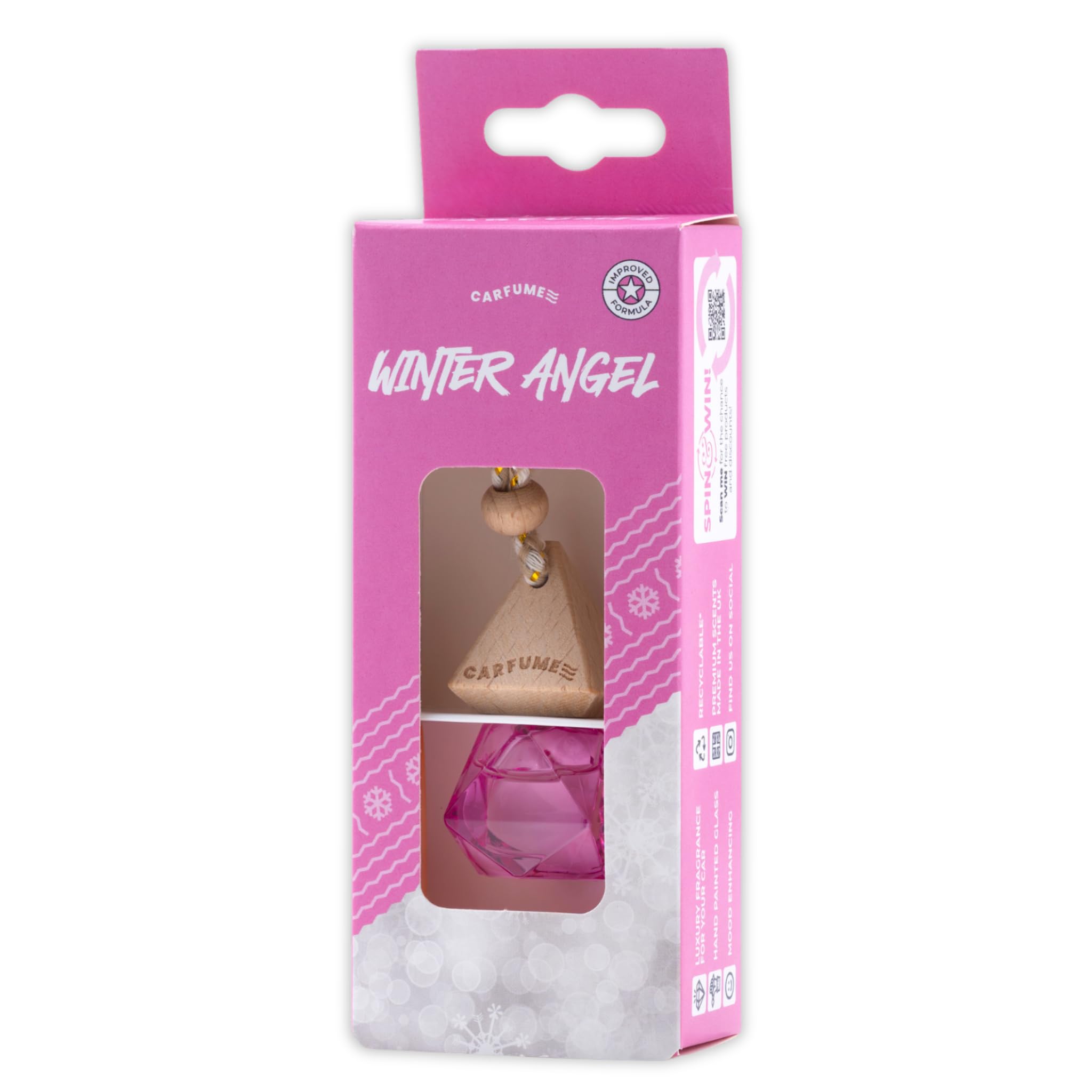 CarfumeLimited Edition Winter Angel Car Air Freshener | Premium Bubblegum, Vanilla & Cotton Candy Fragrance | Luxury Recyclable Scented Diffuser | Odour Eliminator | UK Made Car Accessories