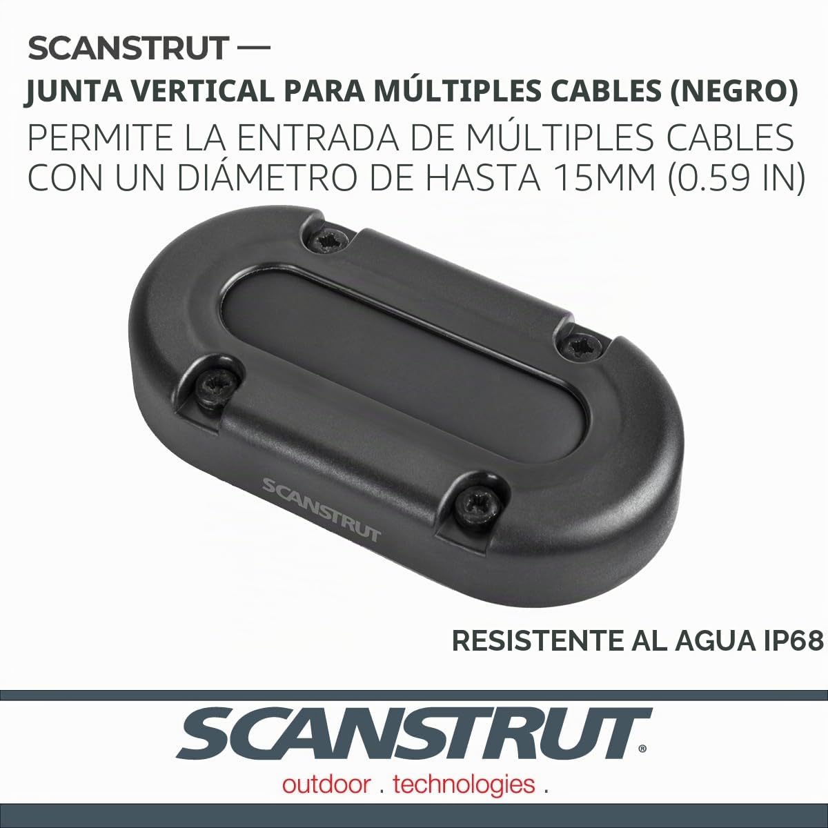 Scanstrut DS-MULTI-P-BLK - Prensaestopas impermeable para múltiples cables de hasta 15 mm, sello IP68 para múltiples enrutamientos de cables de hasta 15 mm, ideal para electrónica marina, paneles