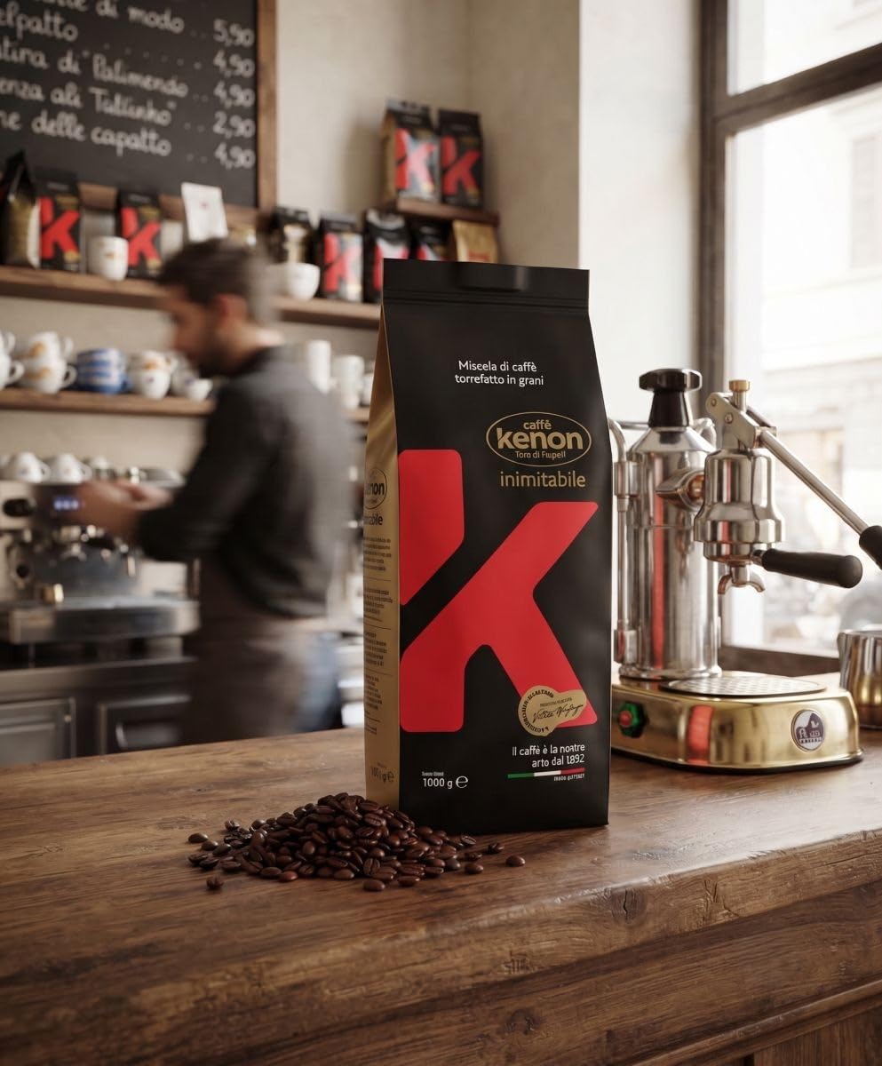 Confezione da 1 Kg, Caffe' Kenon in Grani, Miscela Crema Bar - Chicco | Miscela di caffè con buona percentuale di Arabica, dal gusto delicato e dall’aroma intenso.