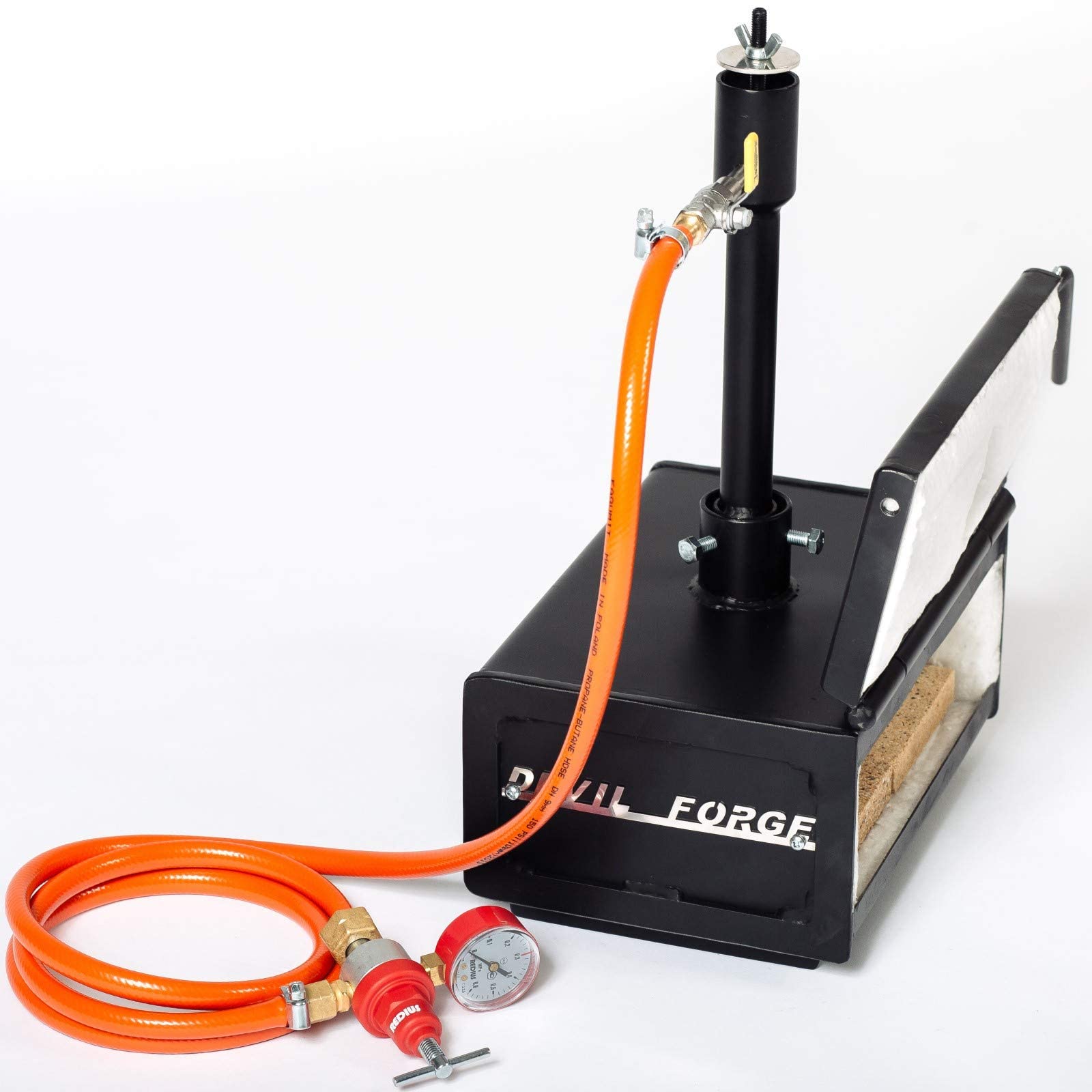 DEVIL-FORGE Forgia a Gas Propano DFHS1+1D/2.8" Fucina con 1 Bruciatore DFP (80.000 BTU), 1 Porta, Valvola a Sfera per Gas, Fabbricazione di Coltelli, Lavorazione dei Metalli, Fabbro, Maniscalco 1370°C