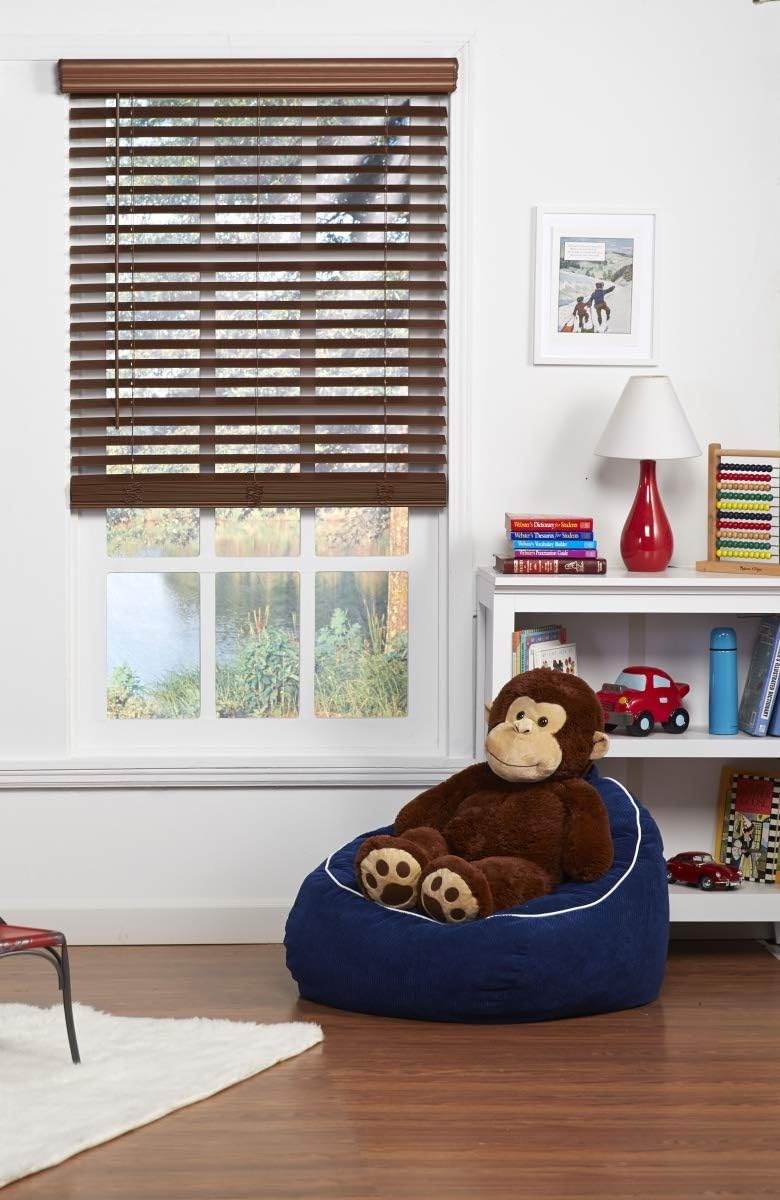 UBJ62X48BK 2 in. Cordless Faux Wood Blind, Dark Oak - 62 x 48 in.