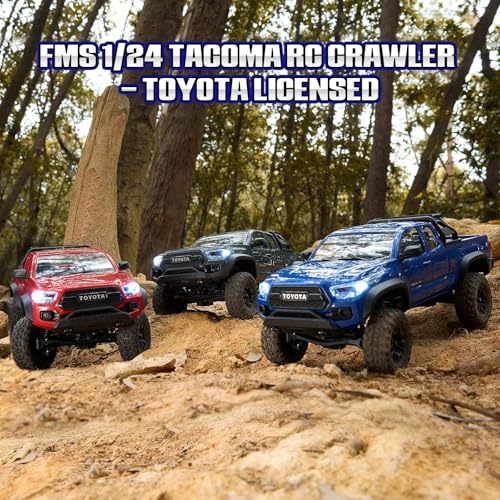 Image of FMS 1 /24 FCX24M Toyota Tacoma RC Crawler, Officially Licensed RC Truck 2 Speeds Switch with LED Lights, Off-Road RC Model for Adults (Red)