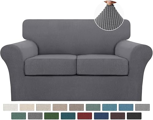 Miniatura 30 de Turquoize Fundas de sofá de 4 piezas para sofá de 3 cojines, funda de sofá suave para perros, fundas de sofá lavables con 3 fundas de cojín Biscotti