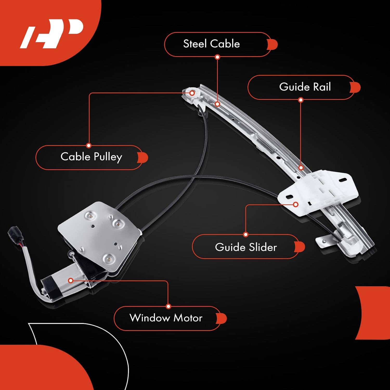A-Premium Electric Power Window Regulator with Motor Compatible with Chrysler Dodge Plymouth Neon 2000-2005 Sedan Front Passenger Side