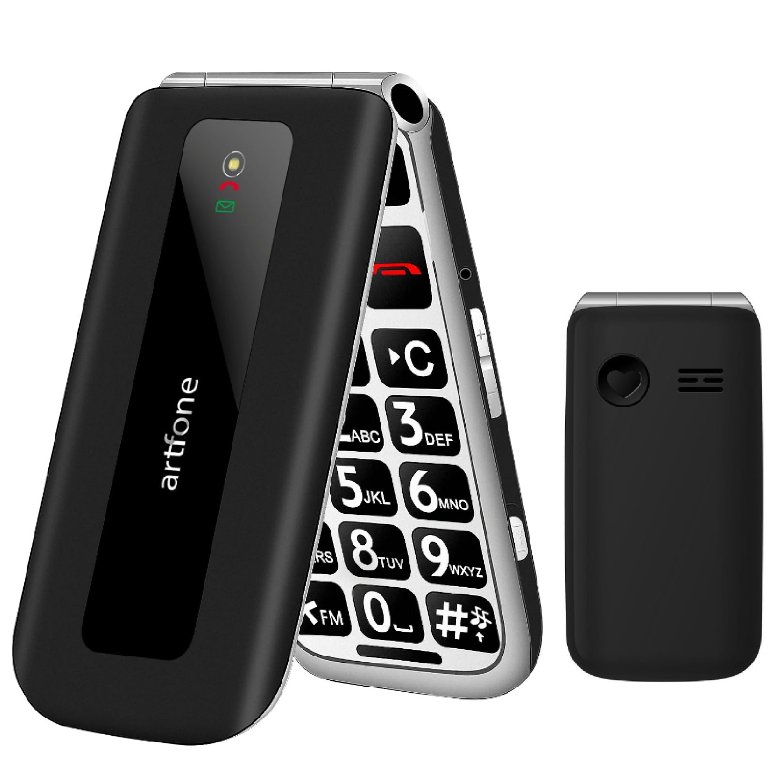 artfone F20 Nero - Telefono Cellulare per Anziani丨GSM Flip Telefoni Cellulari con Tasti Grandi丨2.4" Display丨Funzione SOS丨Volume Alto丨Doppia SIM丨Batteria da 1300 mAh丨Funzione di orario丨Torcia丨Radio