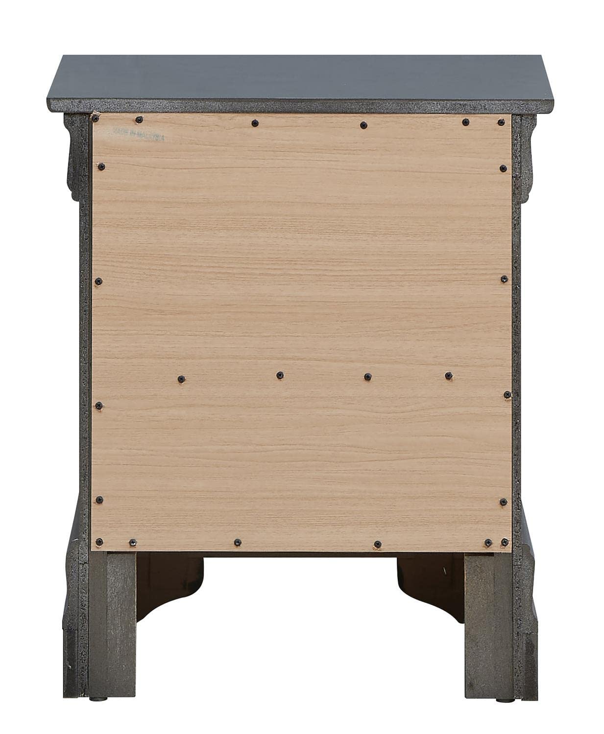 Passion Furniture Lorana 2-Drawer Metalic Black Nightstand PF-G6502-N