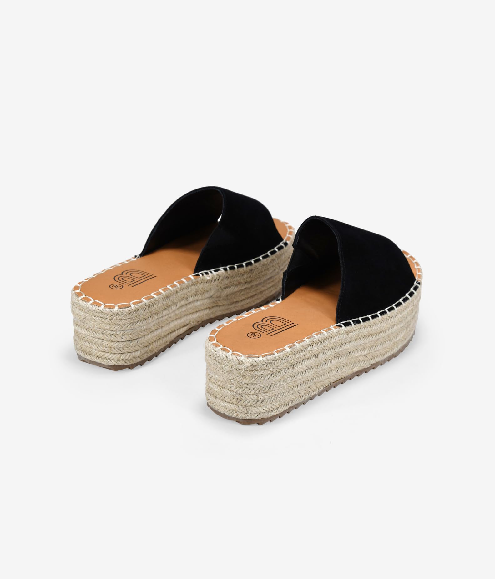 BOSANOVA Sandalias Estilo Pala para Mujer en Piel rectificada con una Tira Ancha al Empeine y Suela de Plataforma con Esparto. Sin Cierre. Calzado para Mujer