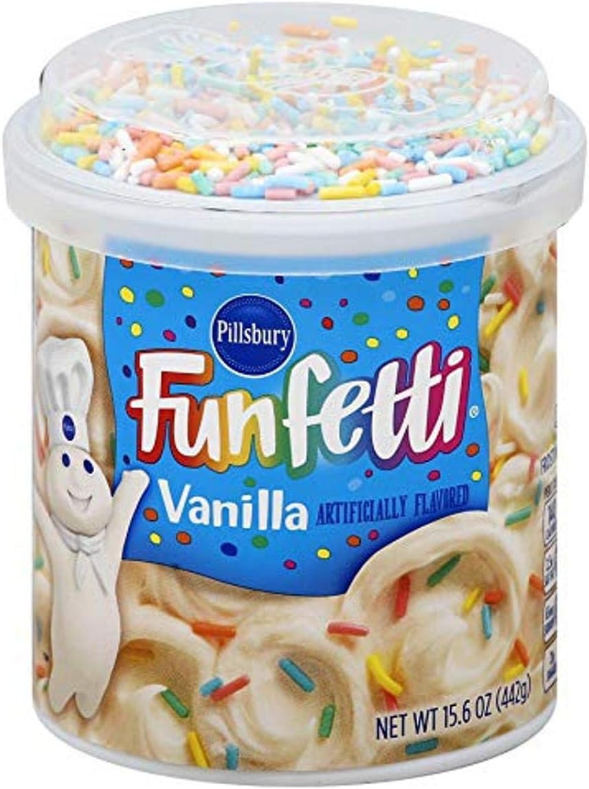 Pillsbury Funfetti Vanilla Flavored Frosting, 15.6-Ounce (Pack of 8)
