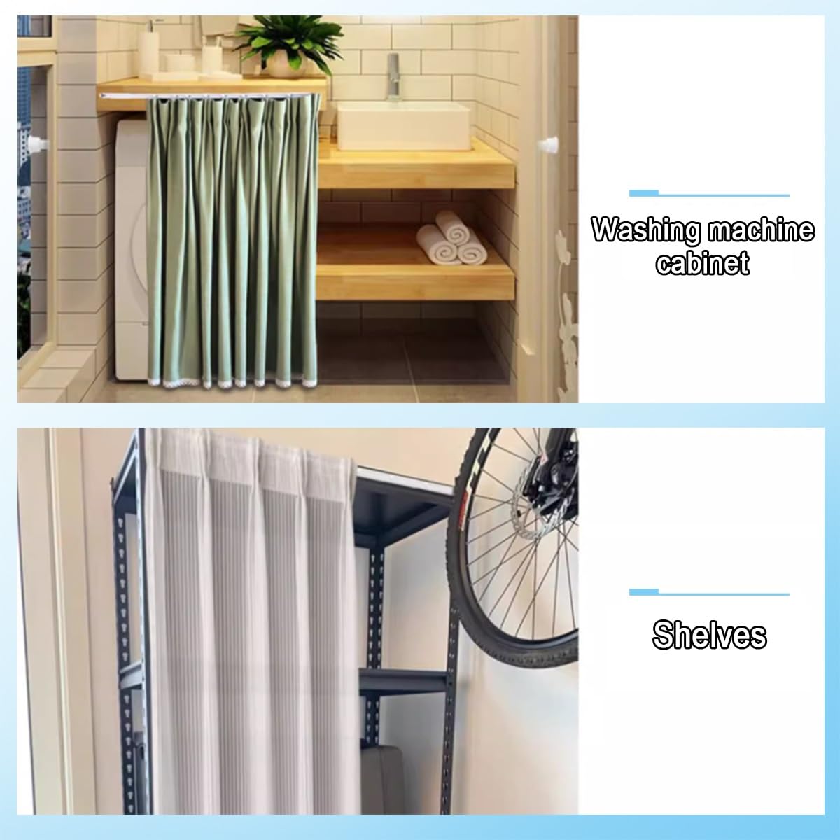 Rail adhésif sans perçage de 4,1 m pour murs et plafonds, séparateur de pièce polyvalent avec clips et crochets, parfait pour les camping-cars et les surfaces lisses, installation facile