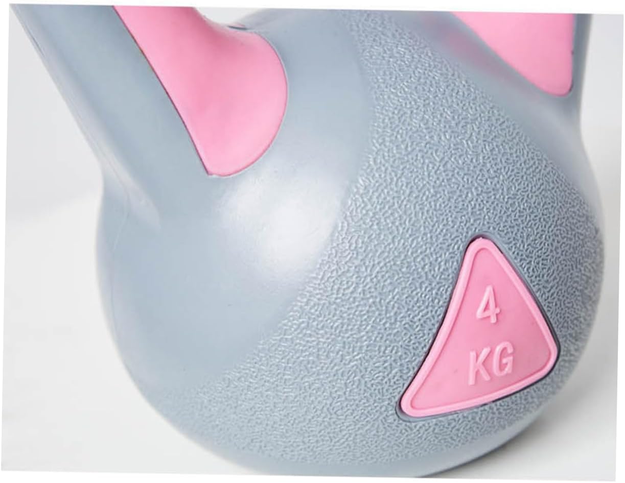 1Pc Rubberized Kettlebell for Women's Fitness Training Non Slip Grip for Home Workout Gray Pink Color for Arm Muscle Strengthening Sculpting