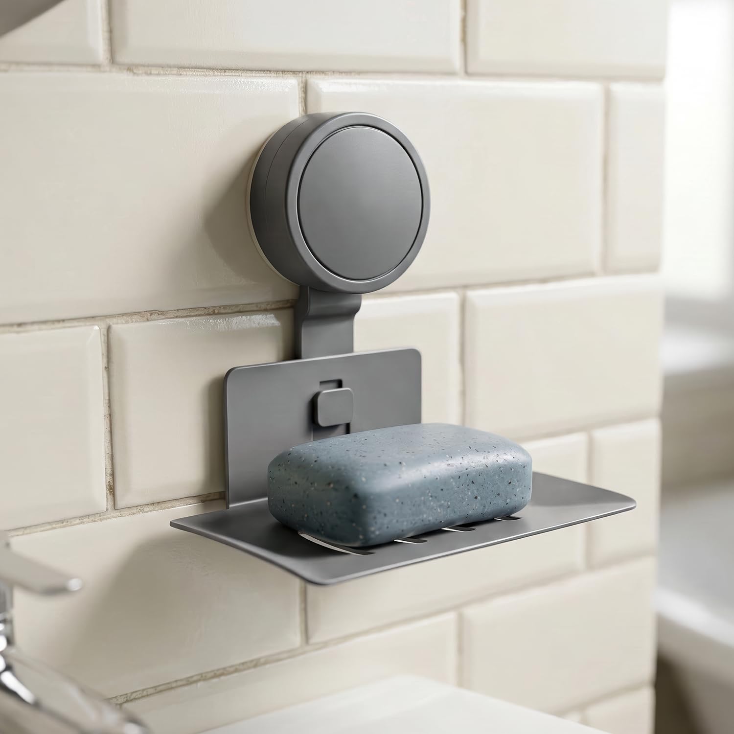 Amazon Basics Suction Soap Holder Bathroom Wall Stickable – Soap Stand for Bathroom, Soap Case & Soap Dish No Drill Adhesive, Bathroom Soap Holder Strong Grip-image-14