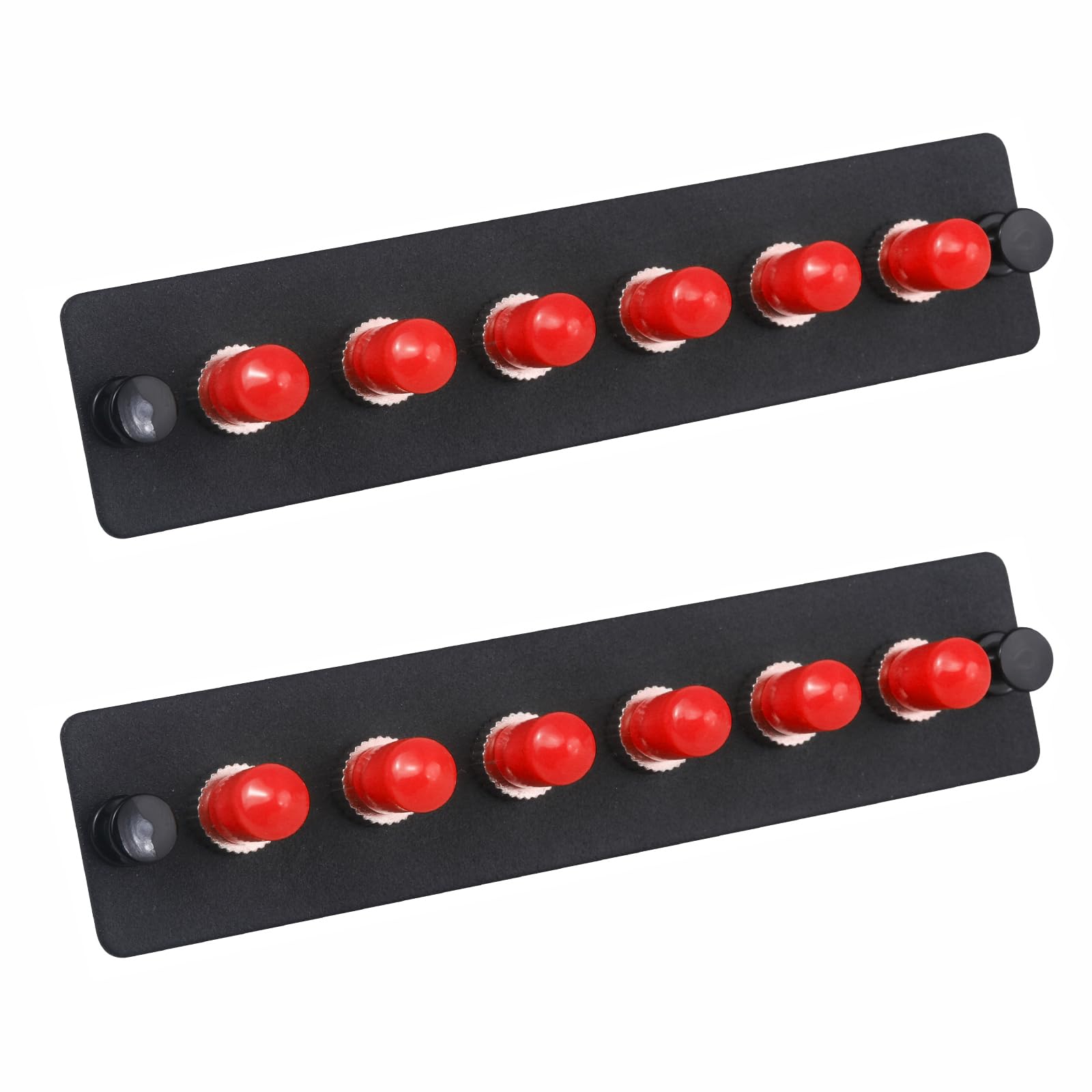 Lot de 2 panneaux de brassage Simplex ST en fibre avec adaptateurs Simplex monomode rouge ST 6 ports fibre