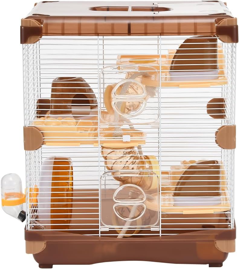 Hamsterkäfig – Kleintierkäfig – 3 Schichten – 36 cm (B) x 27 cm (L) x 42 cm (H) – geeignet für Hamster mit einer Länge von bis zu 8,9 cm