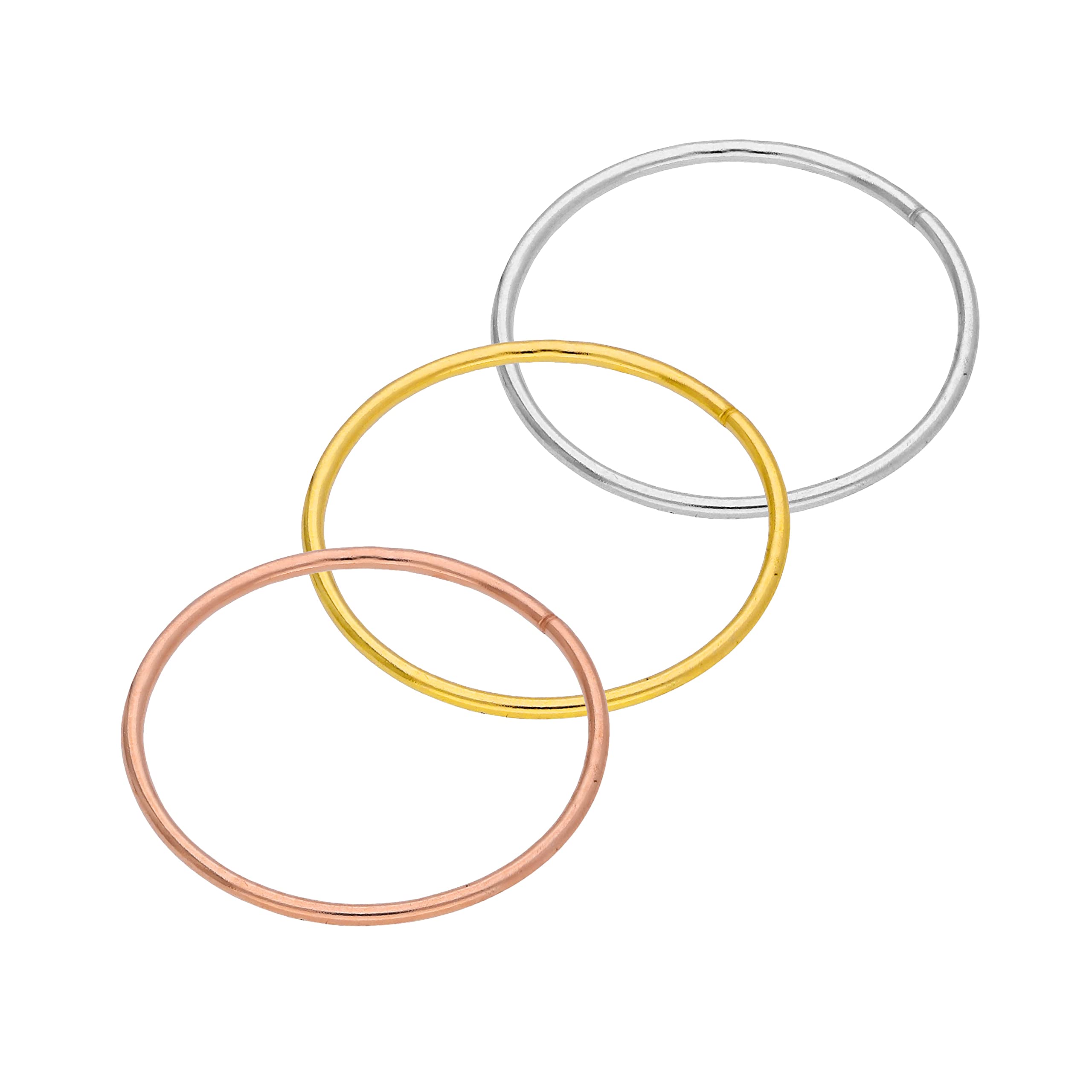 Dreifach gemischtes 10-mm-Nasenring-Set aus 9 Karat Gelb- und Weißgold