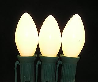 7 Watt C7 Ceramic White Outdoor Patio Party Christmas Novelty Replacement Bulbs, 25 Pack (White)
