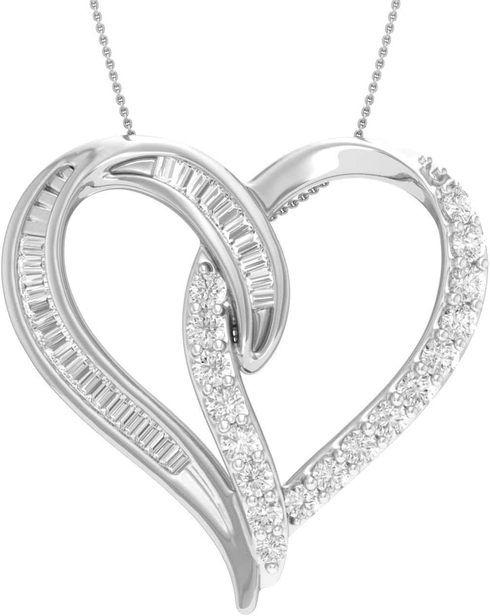 FINEROCK 1/2 Carat Diamond Heart Pendant Necklace in 925