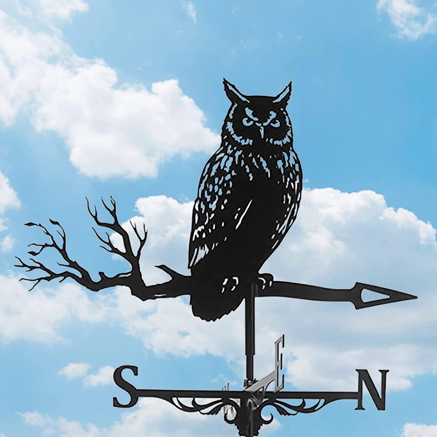 Metal Owl Weather Vane – Roof Mount, Rustic Garden & Yard Decor, Wind Direction Indicator