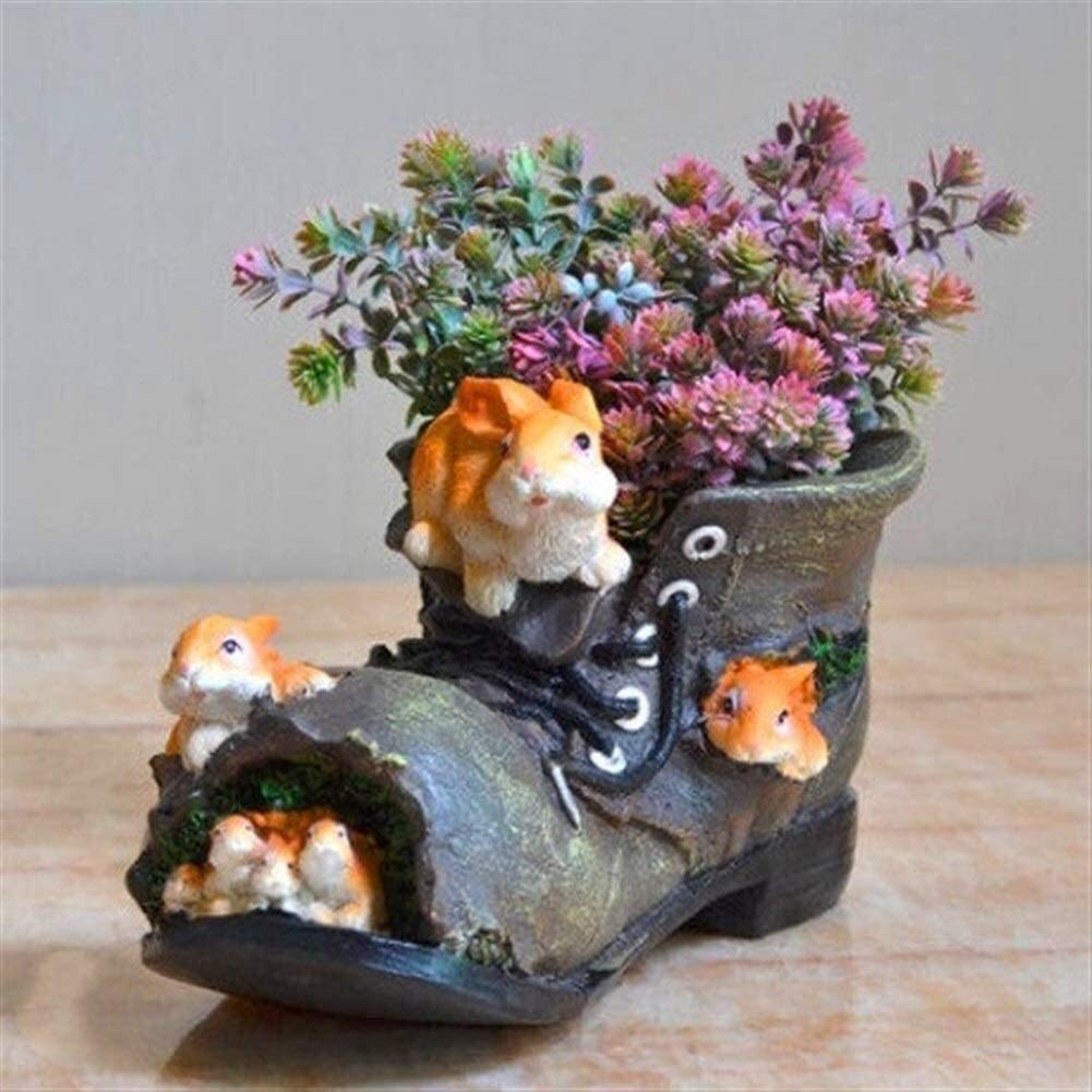 Statue da Esterno per Giardino, Ornamenti da Giardino per Portico Anteriore, Scarpe da Coniglio in Resina per Esterni, Decorazione da Giardino con Fiori, Cortile(