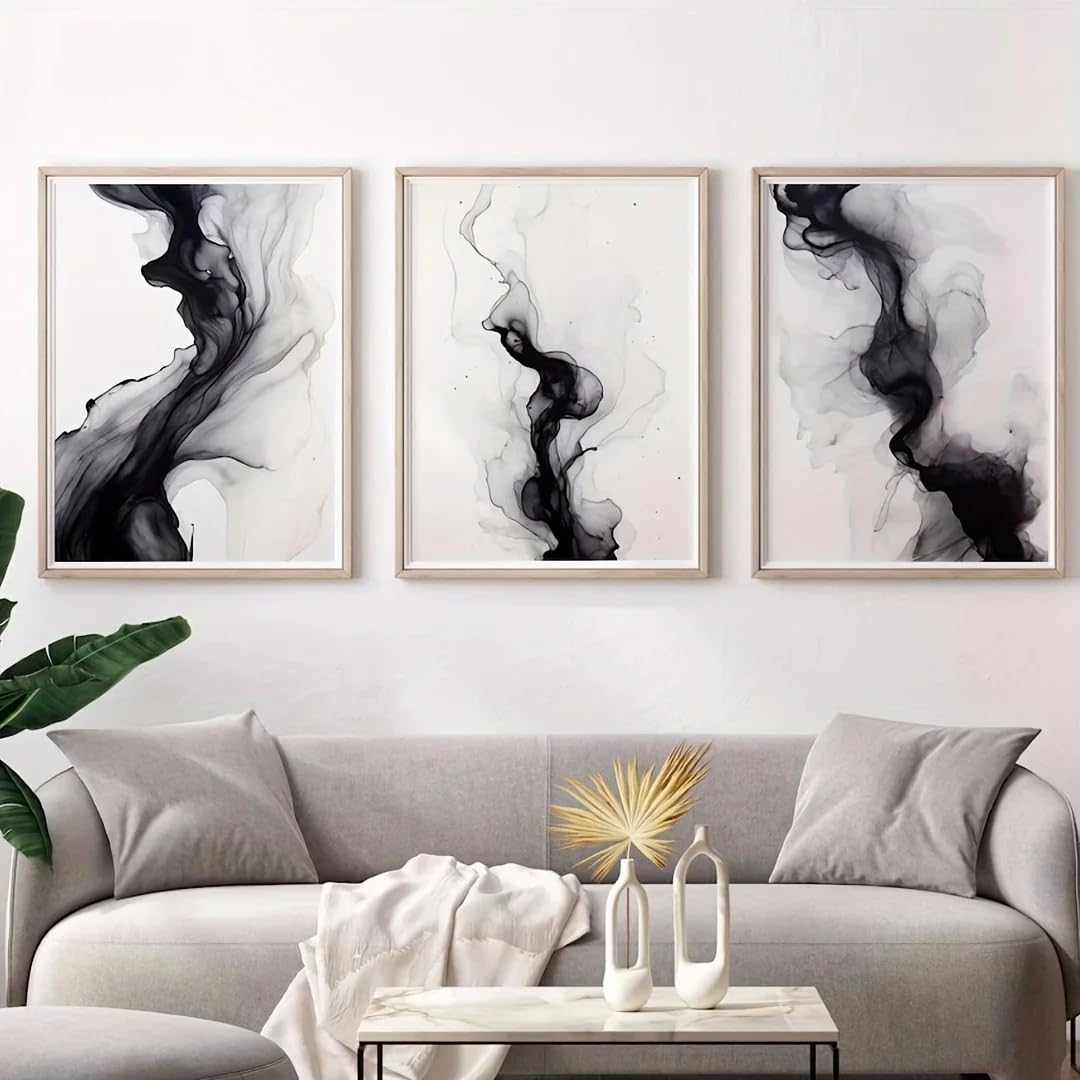 LTjiajuypd Modern Minimalist Black White Abstract Canvas Wall Art Prints for Living Room Decor(35x50cm-3Pcs)