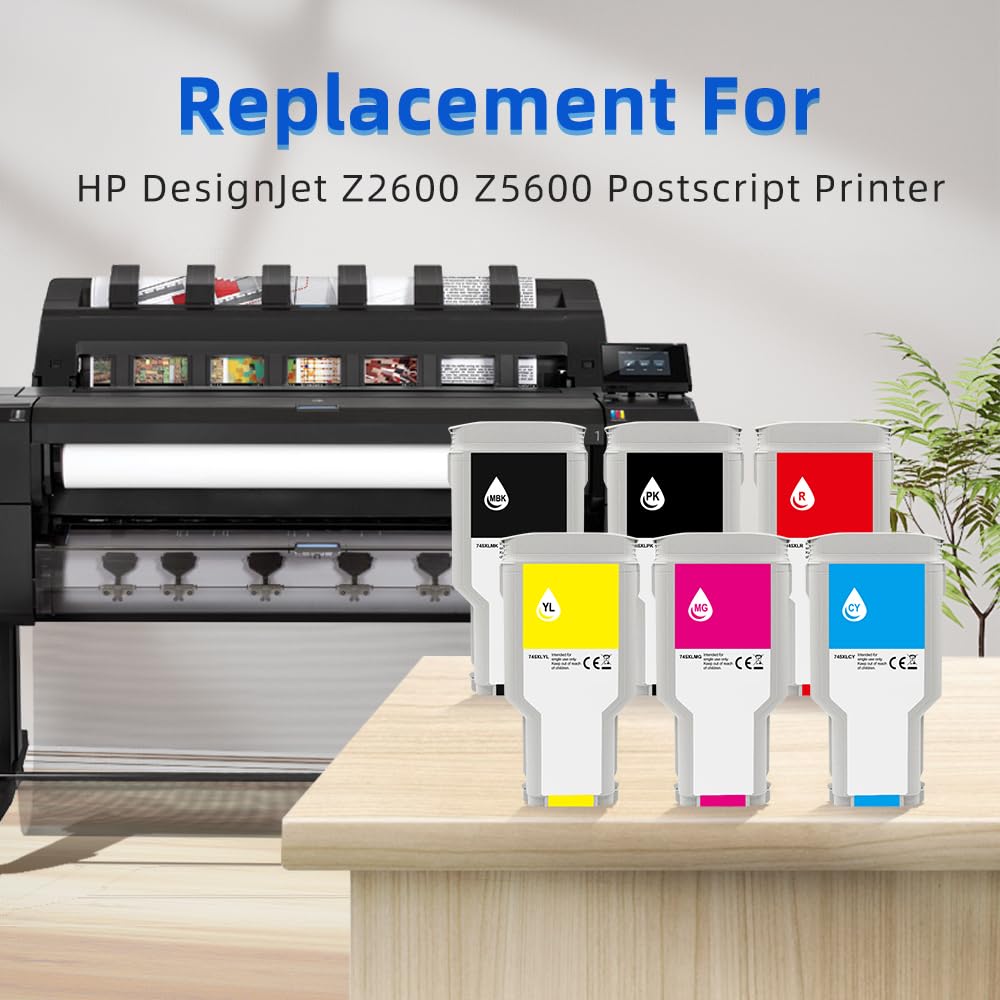 Cartuccia d'inchiostro compatibile 745 giallo 300 ml di ricambio per HP 745 XL F9K06A F9K05A F9K04A F9K03A F9K02A F9K01A ad alta resa per stampante DesignJet Z2600 Z5600 Postscript